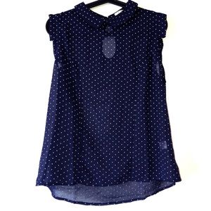 Blue & White Poka dot Blouse